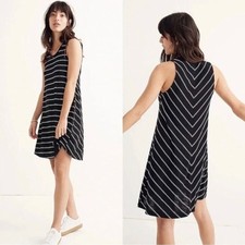 Madewell Womens Black Highpoint Striped Tank Dress Size L Preppy Coastal Beach
