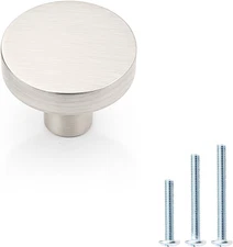 5 Pack Brushed Nickel round Cabinet Knobs Durable Zinc Alloy Hardware with Styli