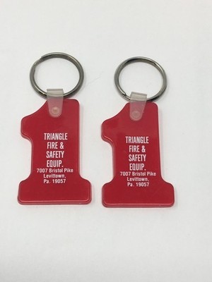Levittown PA Triangle Fire Safety Equipment Vintage Advertising Keychain