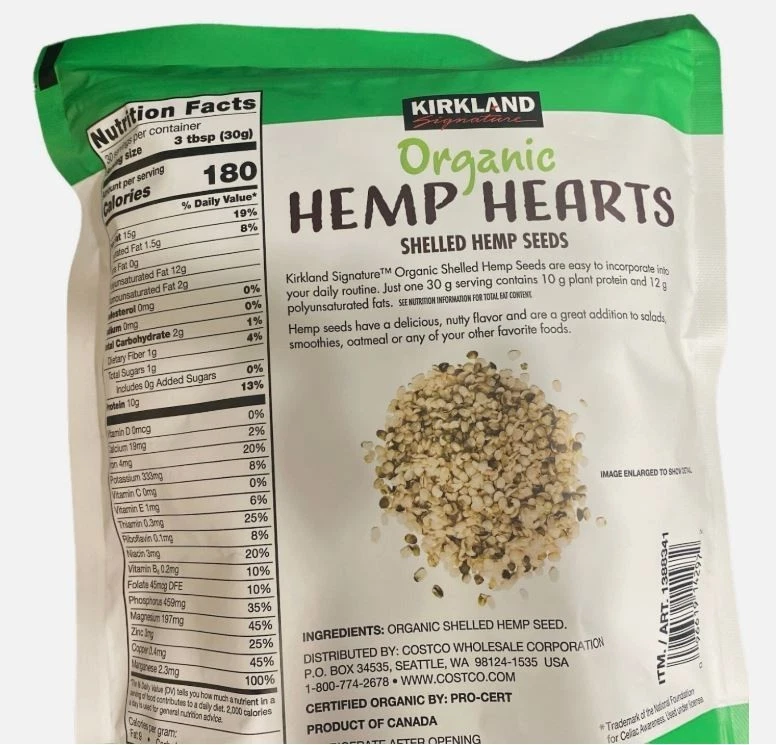 New Kirkland Organic Hemp Hearts Shelled Seeds - 32 Ounce Bag, Healthy Cooking - Image 2 of 3