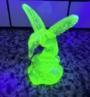 Fenton Iridescent Uranium Glass Hummingbird See Description