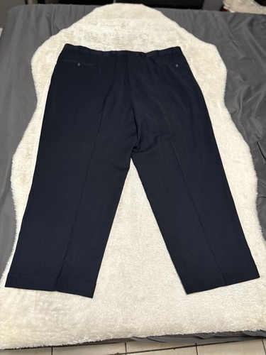 Pronto Uomo Mens Navy Blue Pleated Straight Wool Dress Pants Size 44x28 - Picture 2 of 8