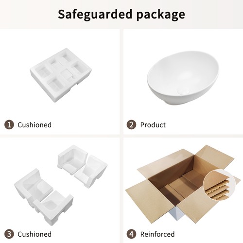 Fregadero de recipiente blanco ovalado 16"x13" encimera de cerámica lavabo de baño tocador NUEVO - Imagen 4 de 4