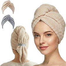 2 Pack Microfiber Hair Towel Wrap for Women 26 x 10 in Hair Drying Towel wi...
