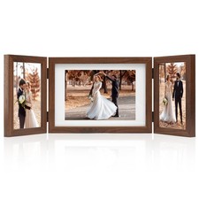 Hinged 3 Picture Frame 4x6  5x7 Folding Collage Photo Frames Multiple Wooden...