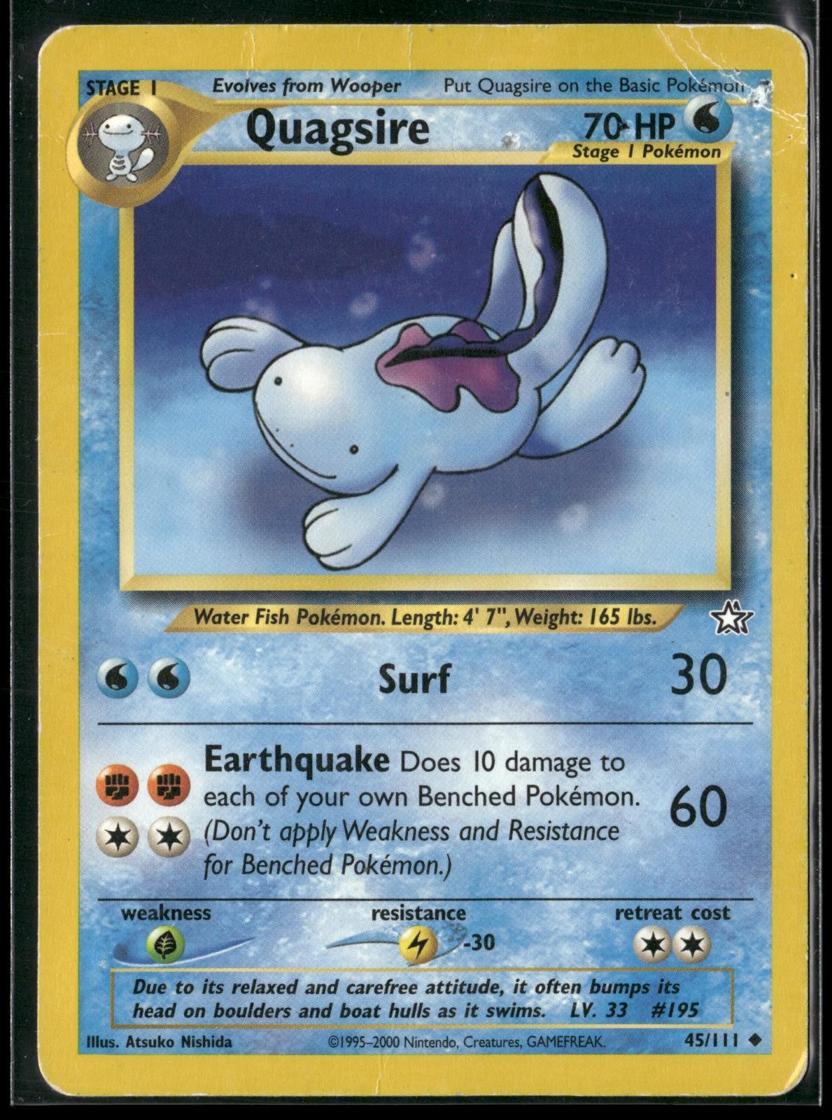 Quagsire 45/111 Uncommon Neo Genesis Pokemon Damaged