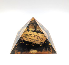 Pyramid Ouija Board Resin Paperweight Moon & Stars Black & Gold