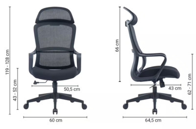 Viking HERA (1001939 / 1279988) Bürostuhl Kopfstütze Wippmechanik Schwarz 110kg