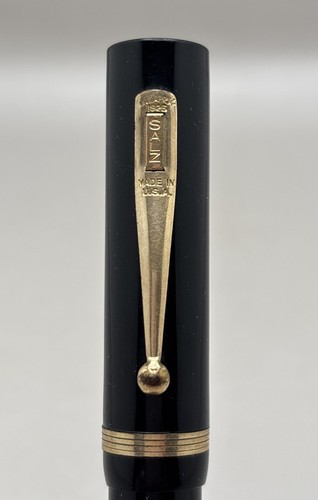 Vintage Salz Bros Lever Feed Fountain Pen Celluloid Pen Black - Picture 2 of 12