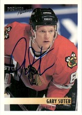 1994-95 Autographed Topps Premier Signed Gary Suter Chicago Blackhawks #168