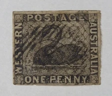 WESTERN AUSTRALIA 1d Black (SG1) - Fine Used, Good Margins - £350