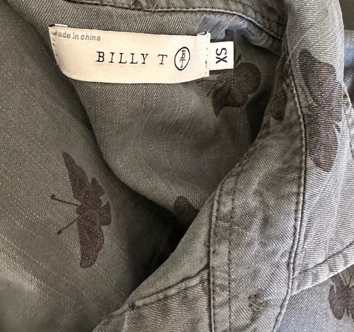 Billy T Womens Chambray Shirt Dress Butterfly All Over Print Drawstring XS - Picture 6 of 8