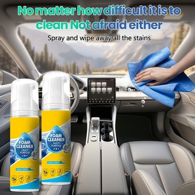 Foam+ Wipe+ Sponge Car Interior Foam Cleaner Cleaning Agent Polishing Kit 150ML