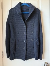 Gap lambswool Blend Cardigan Sweater Blue Chunky Cable Knit Small