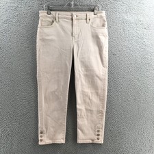 Chico's Jeans Womens 8 Beige So Slimming Girlfriend Slim Leg Crop Casual Stretch
