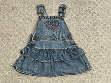 Vintage Osh Kosh B'Gosh Skirt Romper Overall Denim 24month USA Embroidered