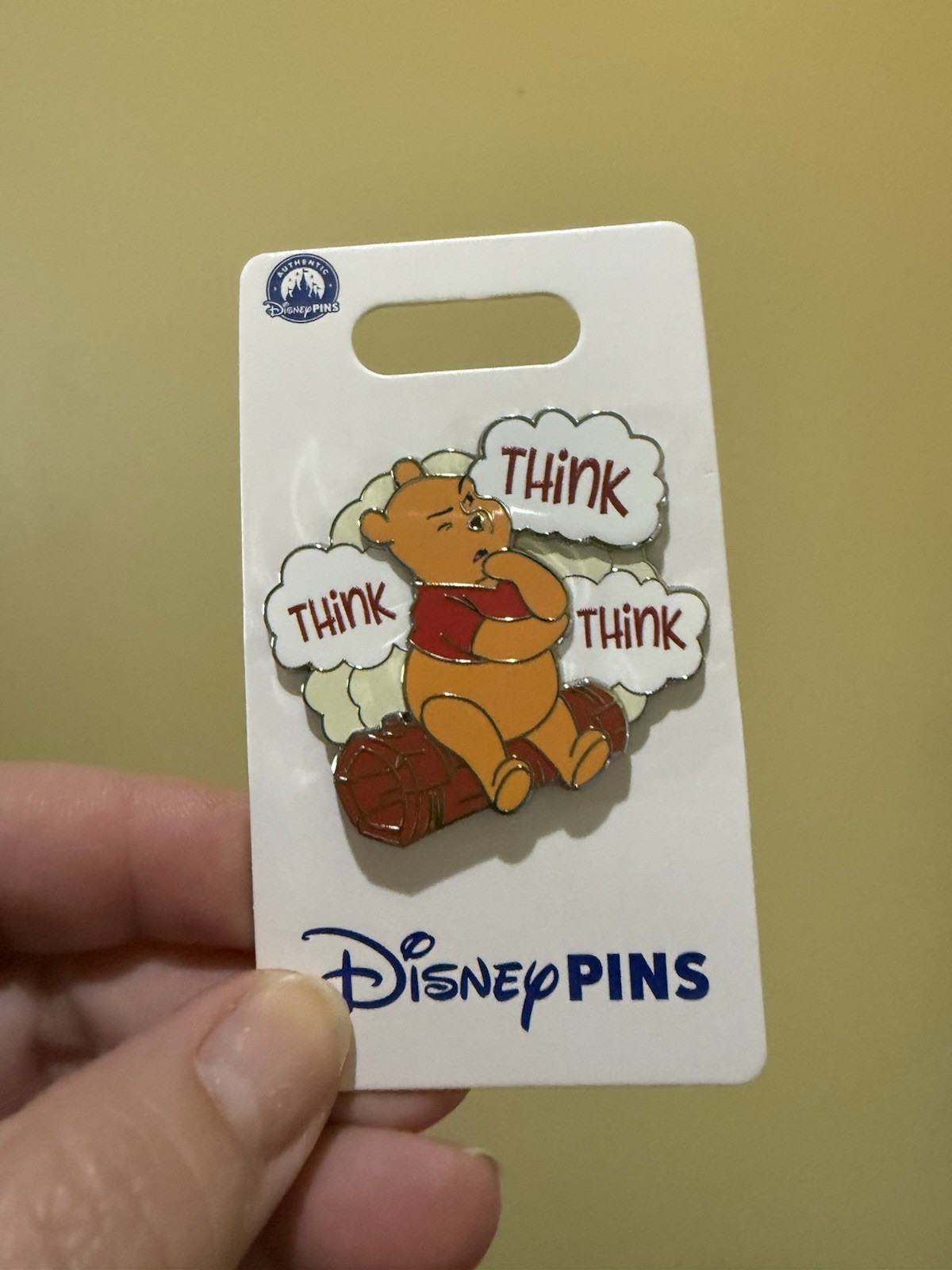 Disney Winnie the Pooh - Sitting on a Log - Think Think Think in Clouds Pin NWT