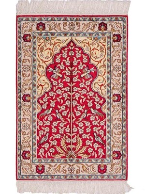 Khademi Art Hereke Seidenteppich 89x58 | Handgeknüpfter Designer-Orientteppich