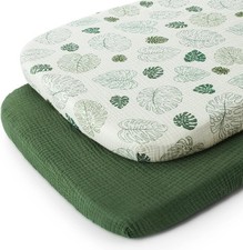 Muslin Bassinet Sheets for Baby Girls Boys, Boho Soft Cotton Fitted for Oval
