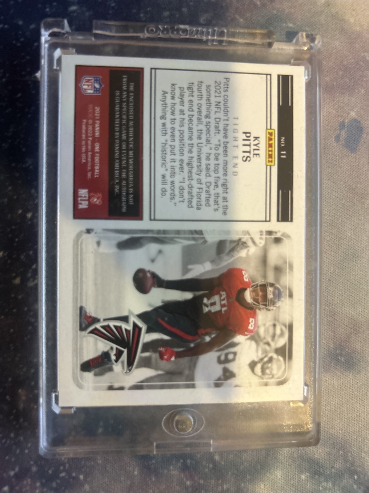 2021 Panini One Kyle Pitts Atlanta Falcons Rookie Triple Color  Patch Auto /75 view 2