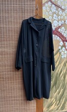 90’s Dolce & Gabbana Black Wool Robe Dress Sheer Coat Size 40 Made In Italy 