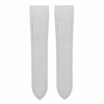 24,5 MM LEDER BAND ARMBAND ALLIGATOR GENARBT FÜR CARTIER SANTOS 100 XL CHRONO WEISS