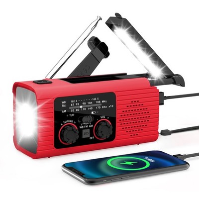 80000mAh Emergency Radio Solar Hand Crank BT Weather FM/AM Power Bank Flashlight