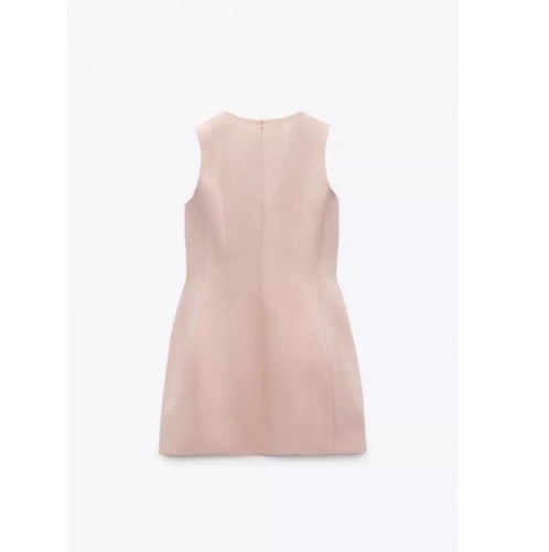 ZARA Voluminous Short Dress, Beige-Pink(pale pink) Large NWT - Picture 3 of 10