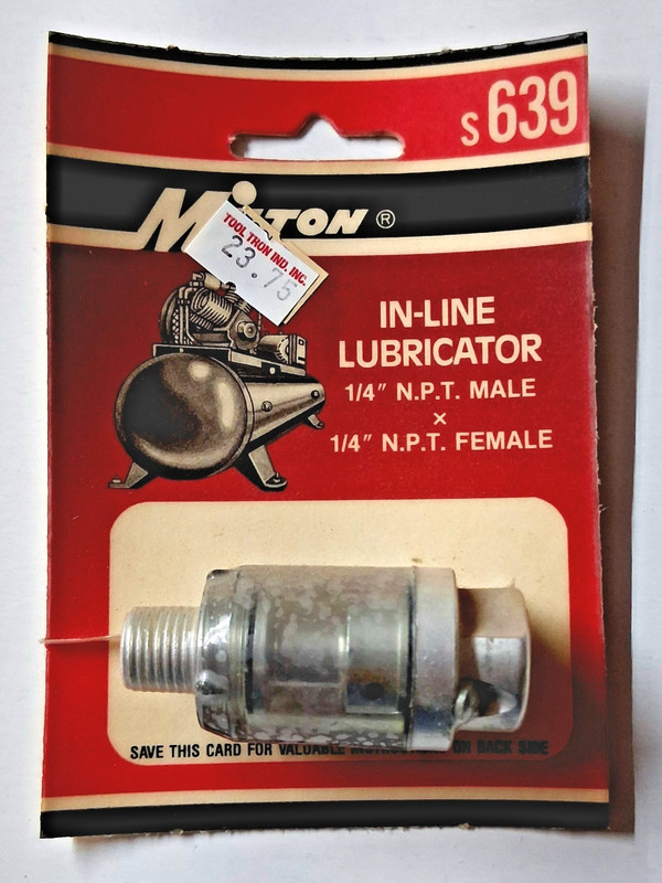 NEW Milton In-Line Lubricator 1/4” N.P.T. Male X 1/4” N.P.T. Female S639