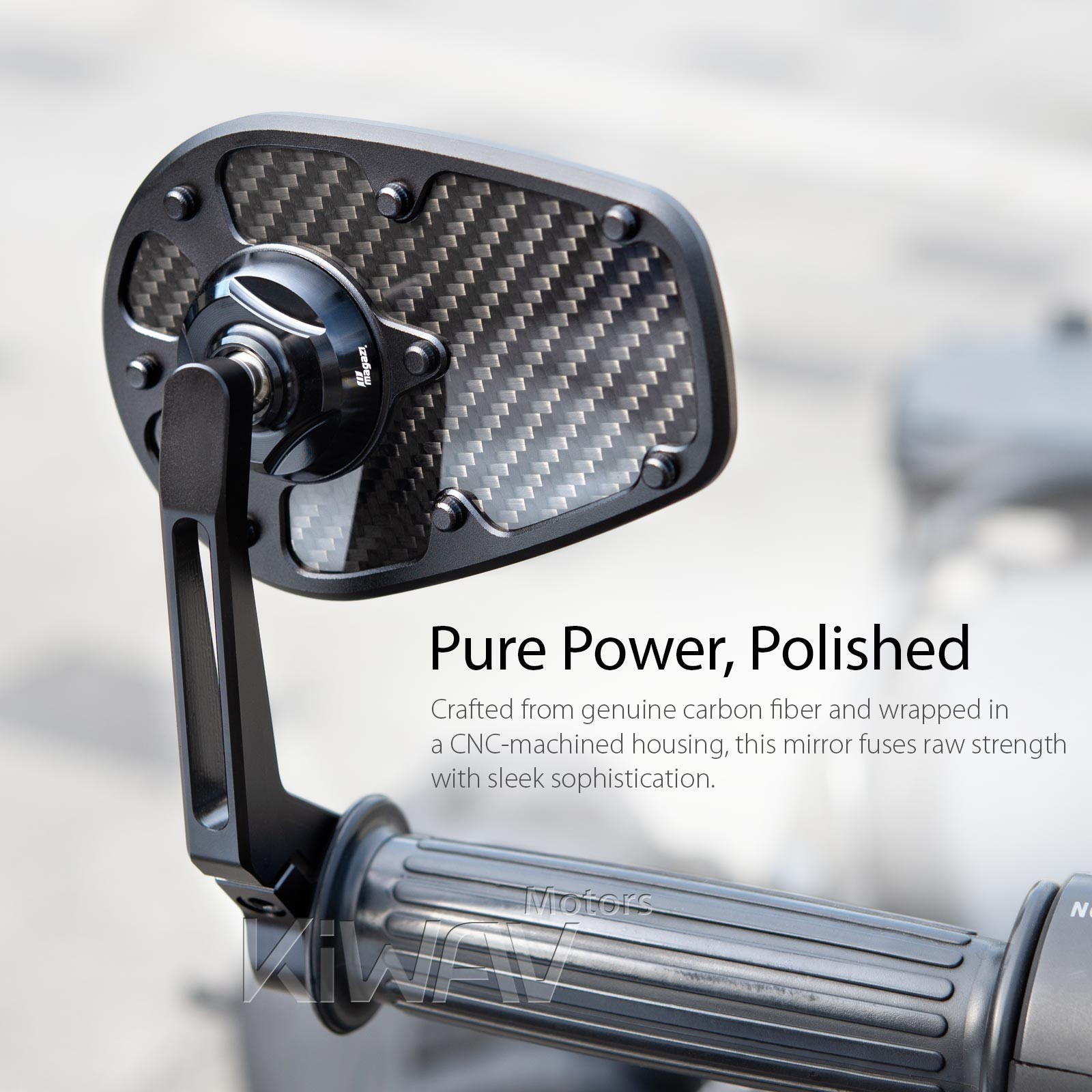 KiWAV bar end mirror adjustable carbon fiber MambaX x1PCE  1"& 1-1/4" hollow bar