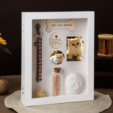 Colingmill Pet Memorial Shadow Box Dog Cat Wood Frame Pet Print Kit Urn Ashes Fu