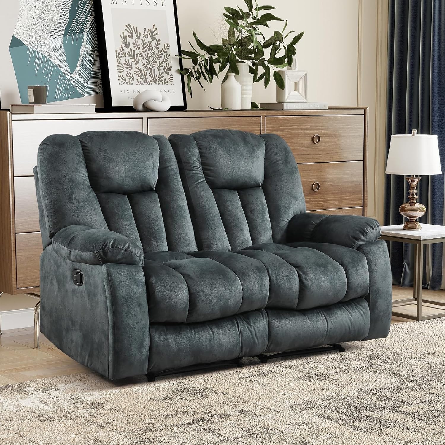 EBELLO Loveseat Recliner Sofa for Living Room 2 Seat Reclining Manual Sofa Chair