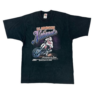 Vintage Fruit Of The Loom T-Shirt Ama Racing Graphic Print 1996 Schwarz Herren Large