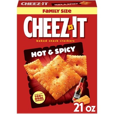 Cheez It Hot and Spicy Baked Cheese Crackers 21 oz Box