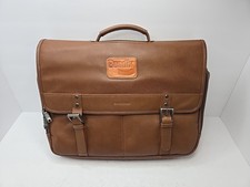 Samsonite Classic Leather Flapover Cognac Brown Briefcase Laptop Bag With Strap
