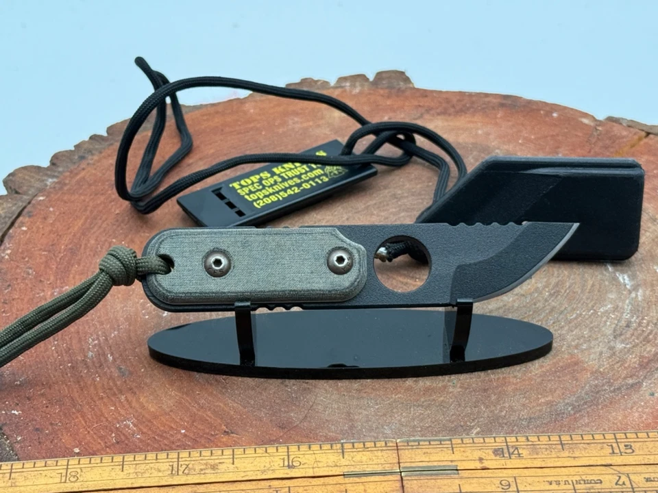 TOPS Knives Alrt XL Fixed Blade Necklace Knife Micarta Handles--2335.25 - Image 2 of 4