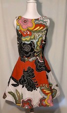 Alice + Olivia Adrianne Boat Neck Mini Flare Dress Sz 4