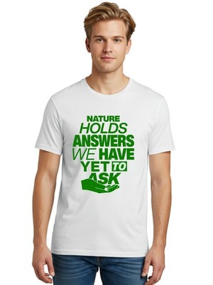 Nature-Holds-Answers Mens Graphic Tee,100% Cotton,Casual Summer Wear