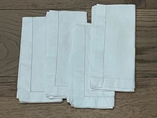 Set of 4 White Linen Dinner Napkins 18" Square  - Cleaned & Pressed