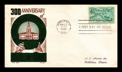 ANNAPOLIS MARYLAND TERCENTENARY FDC SCOTT 984 KEN BOLL CACHET CRAFT US COVER
