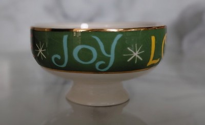 Vintage Anthropologie ''Making Spirits Bright'' Schale mit Fuß - ''Joy/Love''