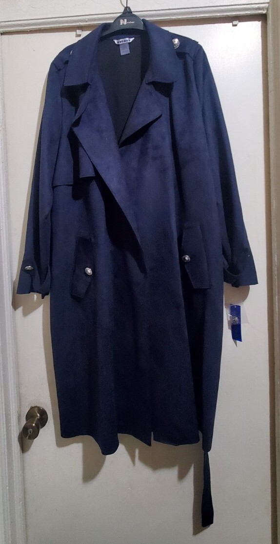 NYGARD Trench coat faux suede blue color Sz XL