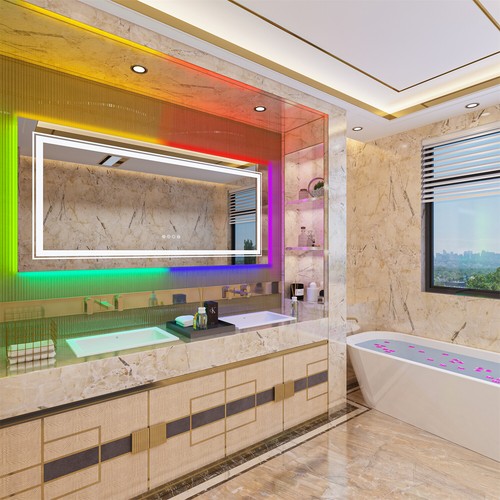 LED Bathroom Mirror with RGB Backlit + Front Light Touch Antifog Mirror Dimmable - Picture 52 of 52