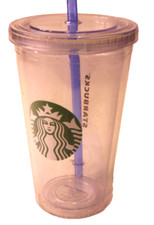 Starbucks 2009 Clear 16oz Clear Cold Cup Coffee Plastic Tumbler Multicolor Straw