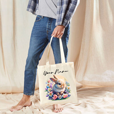 Personalised Bunny Happy Easter Festival Full Of Joy Traditional Tote Bag #ED2