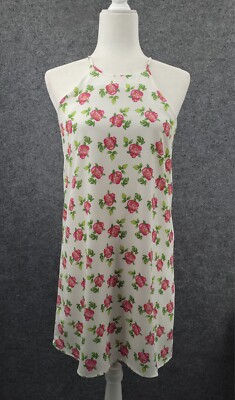 Everly Halter Dress Womens Small Lined Knee Length Sleeveless White Floral NWT