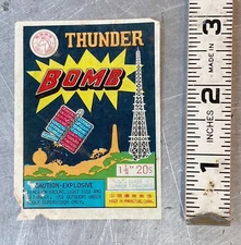 1970s THUNDER BOMB BRAND paper label firecracker firework packaging 20s