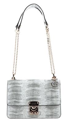 GUESS Eliette Logo Convertible Xbody Flap Umhängetasche Tasche Natural weiß grau