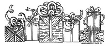 Presents Gifts Christmas Border NORTHWOODS Wood Mounted Rubber Stamp NEW NN10422