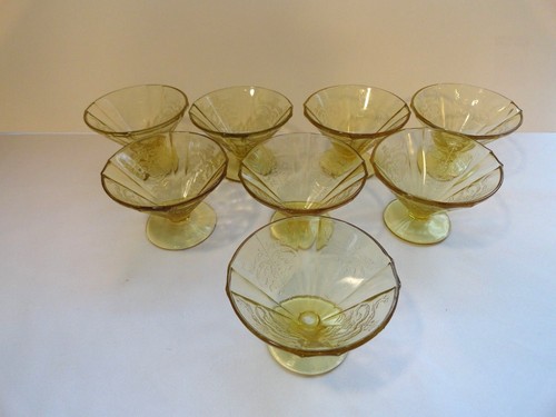 SET OF 8 FEDERAL GLASS AMBER SHERBET DISHES ~ "MADRID" ~ BEAUTIFUL